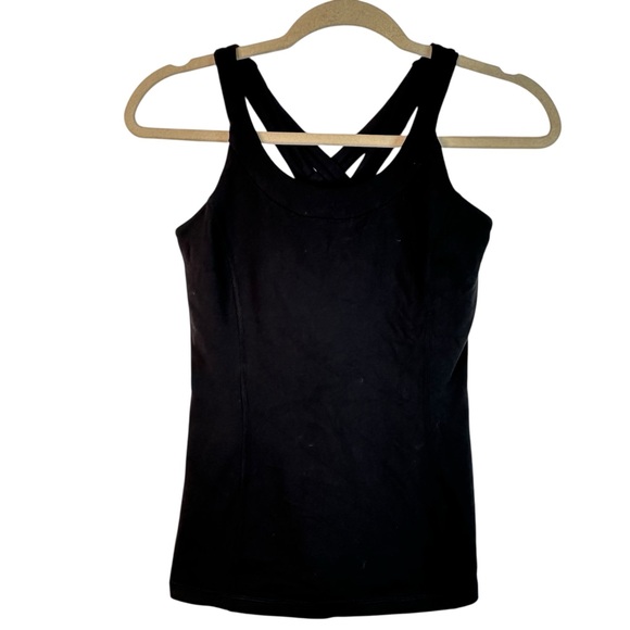 Lululemon Enhearten Tank Top Black Luon Fabric Built In Bra Size 6 Athleisure - Picture 3 of 12